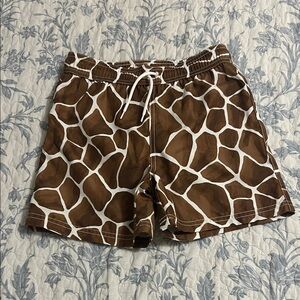 Janie and Jack Brown Giraffe Print Swim Trunks